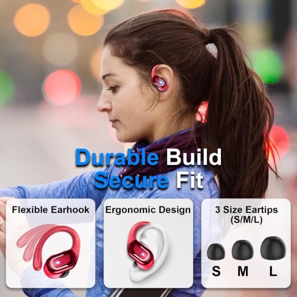 Bluetooth 5.4 Pure Bass Wireless Earphones with Earhook - Image 4