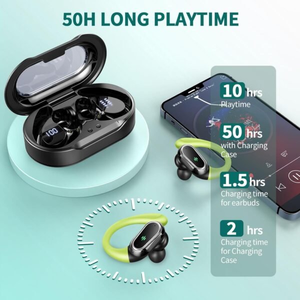 2025 Bluetooth 5.4, Bluetooth sports earphones with ENC noise cancelling microphone - Image 29