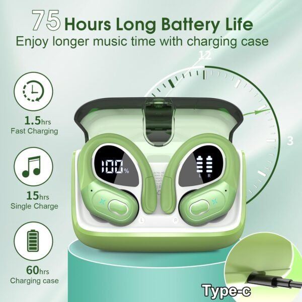 2025 Stereo Deep Bass Over-Ear Headphones with Ear Hook Bluetooth Headphones - Image 79