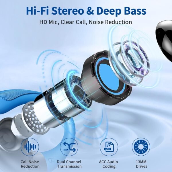 2025 Bluetooth 5.4, Bluetooth sports earphones with ENC noise cancelling microphone - Image 3