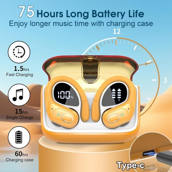2025 Stereo Deep Bass Over-Ear Headphones with Ear Hook Bluetooth Headphones - Image 30