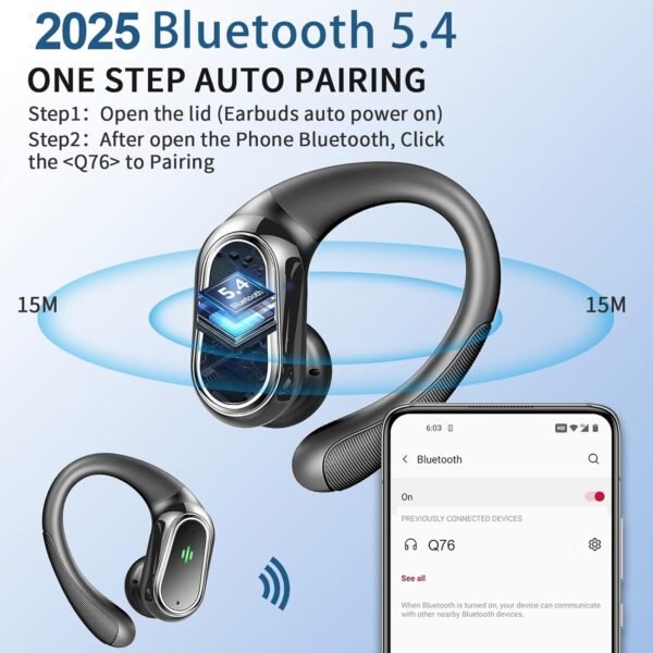 2025 Bluetooth 5.4, Bluetooth sports earphones with ENC noise cancelling microphone - Image 10