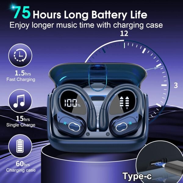 2025 Stereo Deep Bass Over-Ear Headphones with Ear Hook Bluetooth Headphones - Image 44