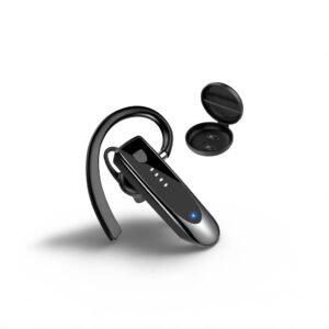Bluetooth Earpiece, Wireless Handsfree with Microphone, 20Hrs Call Time Bluetooth 5.4 Headset, 180 Hrs Standby Time Headset for Business/Trucker/Driver, Bright Black