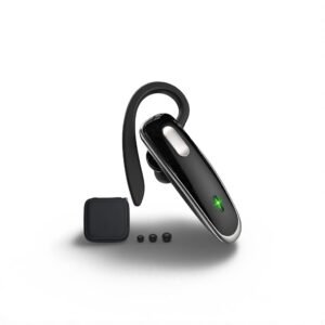 Bluetooth Headset, V5.1 Ultralight Wireless Handsfree Earpiece Cell Phone with Noise Cancellation Microphone for PC Tablet/Laptop Computer, Headphones for Trucker/Driver/Business- Black